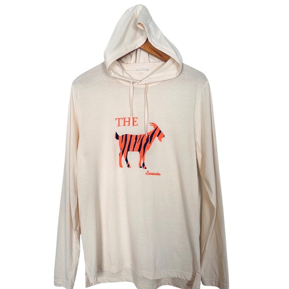 Swannies Sweatshirt Mens M The Goat Tiger Golf Cream Graphic Lightweight Hoodie - Picture 3 of 11